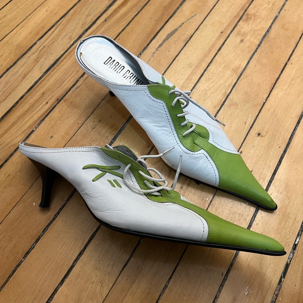 Green Retro Vintage Kitten Heels Size 39